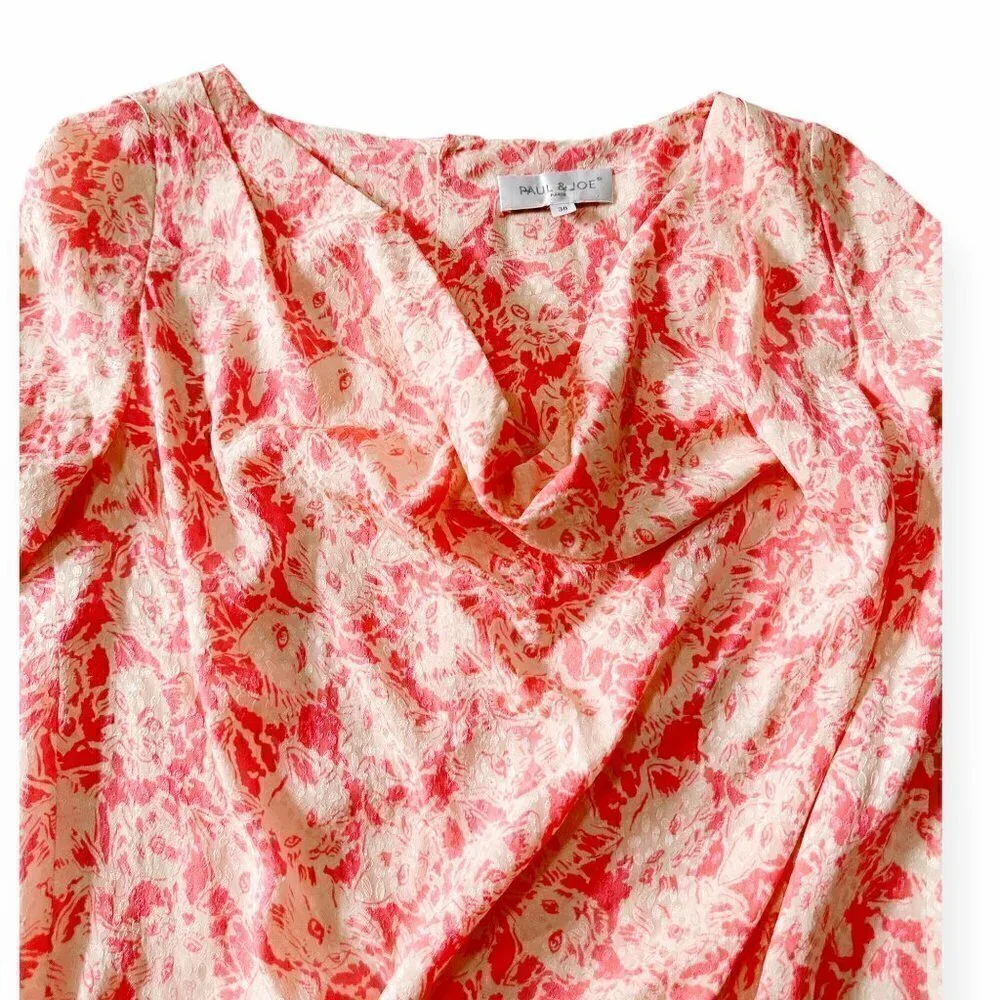 Paul & Joe Cat Print Jacquard Silk Mini Dress, Pink, Size 38EU (US6/S) - Picture 8 of 16
